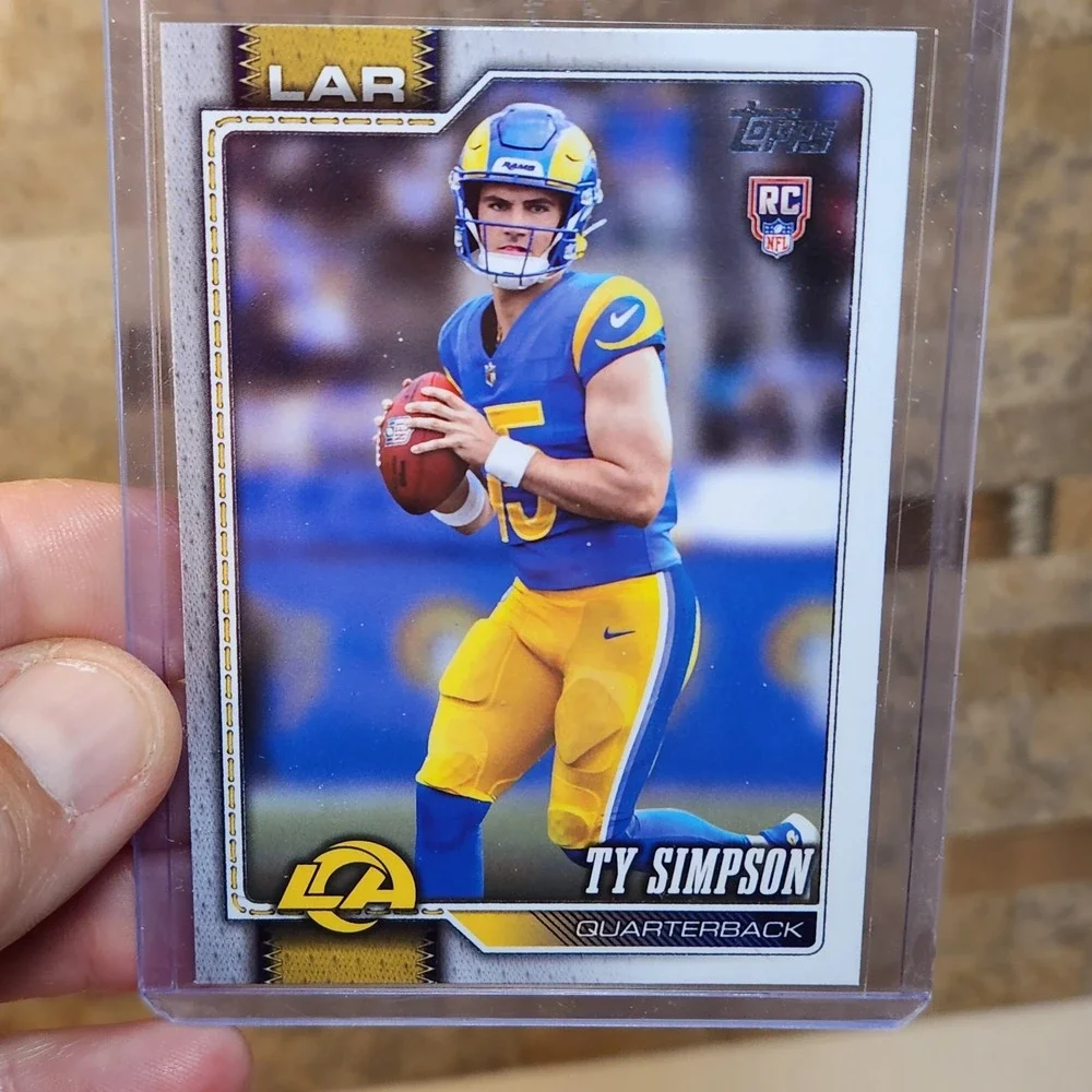 2026 Topps NFL Ty Simpson Green Rc /99 and Base LA Rams Flagship